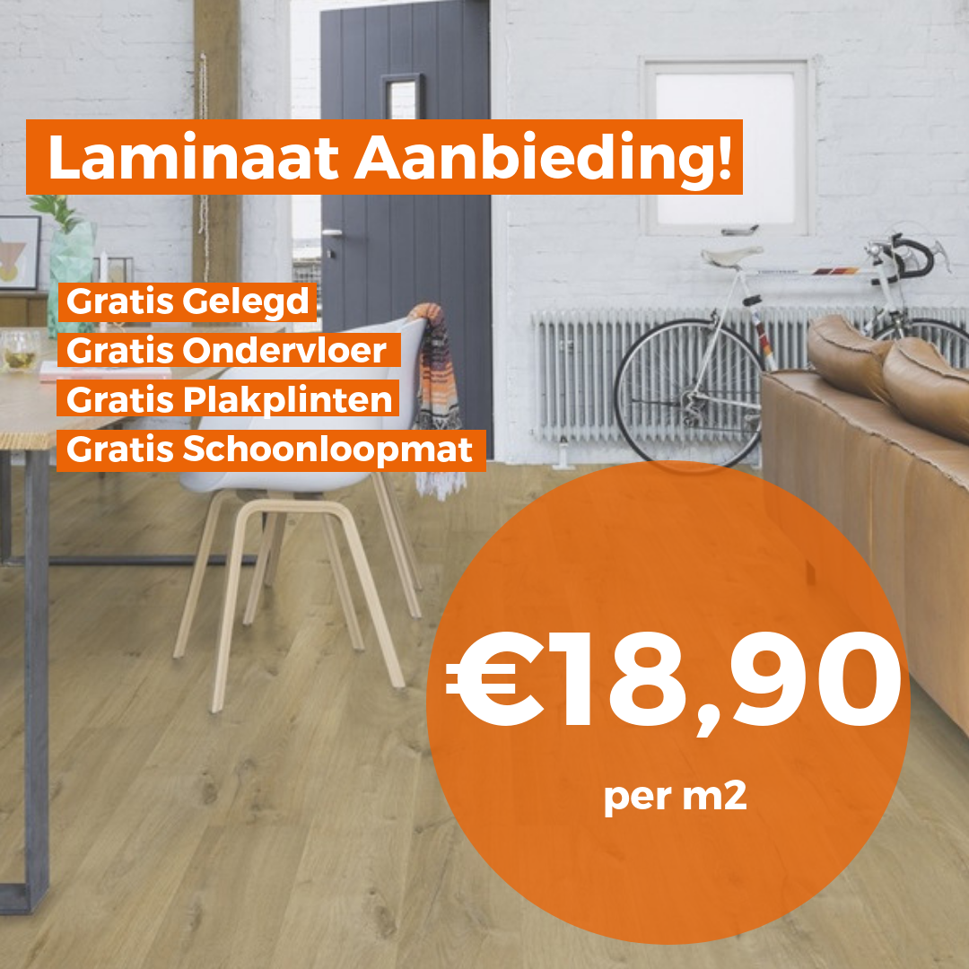 Bek matchmaker Integraal Laminaat € 18,90 p/m2 inclusief leggen, ondervloer en plakplinten! | Tapijt  & Laminaat Direct